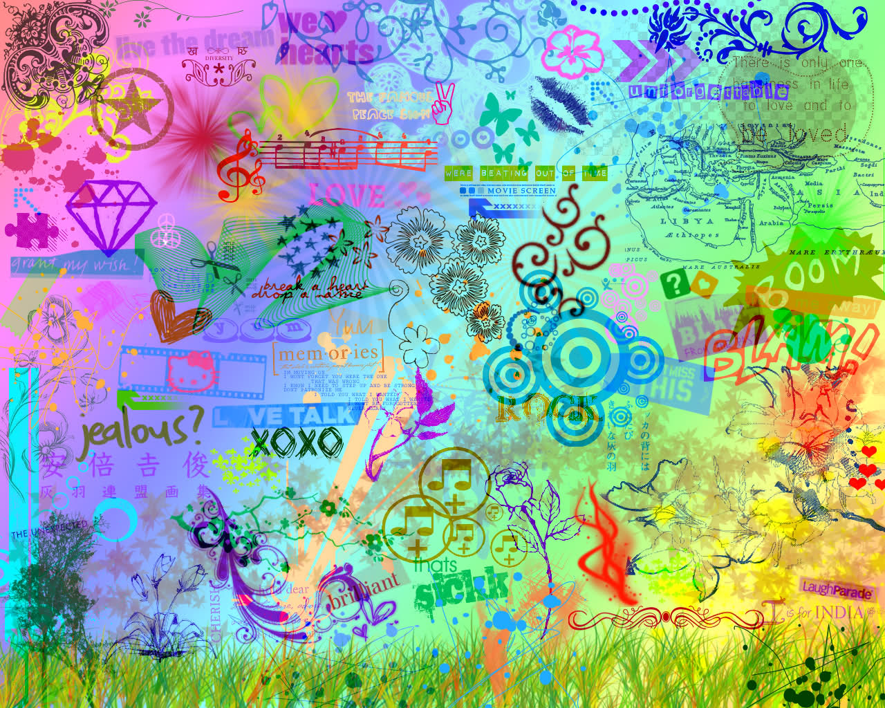 Colorful Peace Wallpapers Widescreen Love, Hd - Colorful Wallpaper Peace -  1280x1024 Wallpaper 