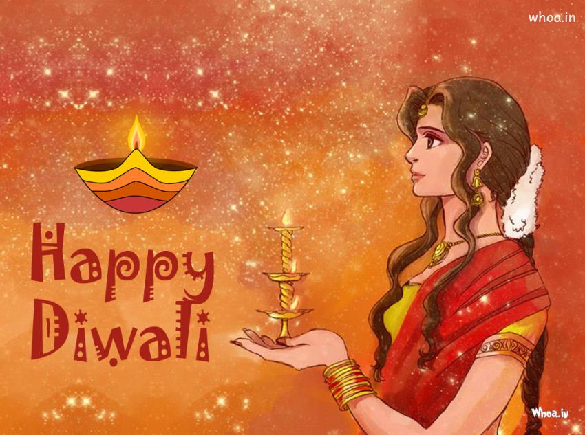 Happy Diwali Greetings Art Wallpaper - Cartoon Cute Happy Diwali - 850x633  Wallpaper 