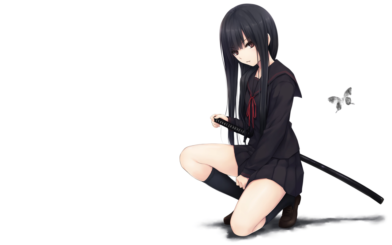 Chica De Pelo Negro Ropa Espada Wallpapers Anime Girl With Black Hair Katana 1280x800 Wallpaper Teahub Io