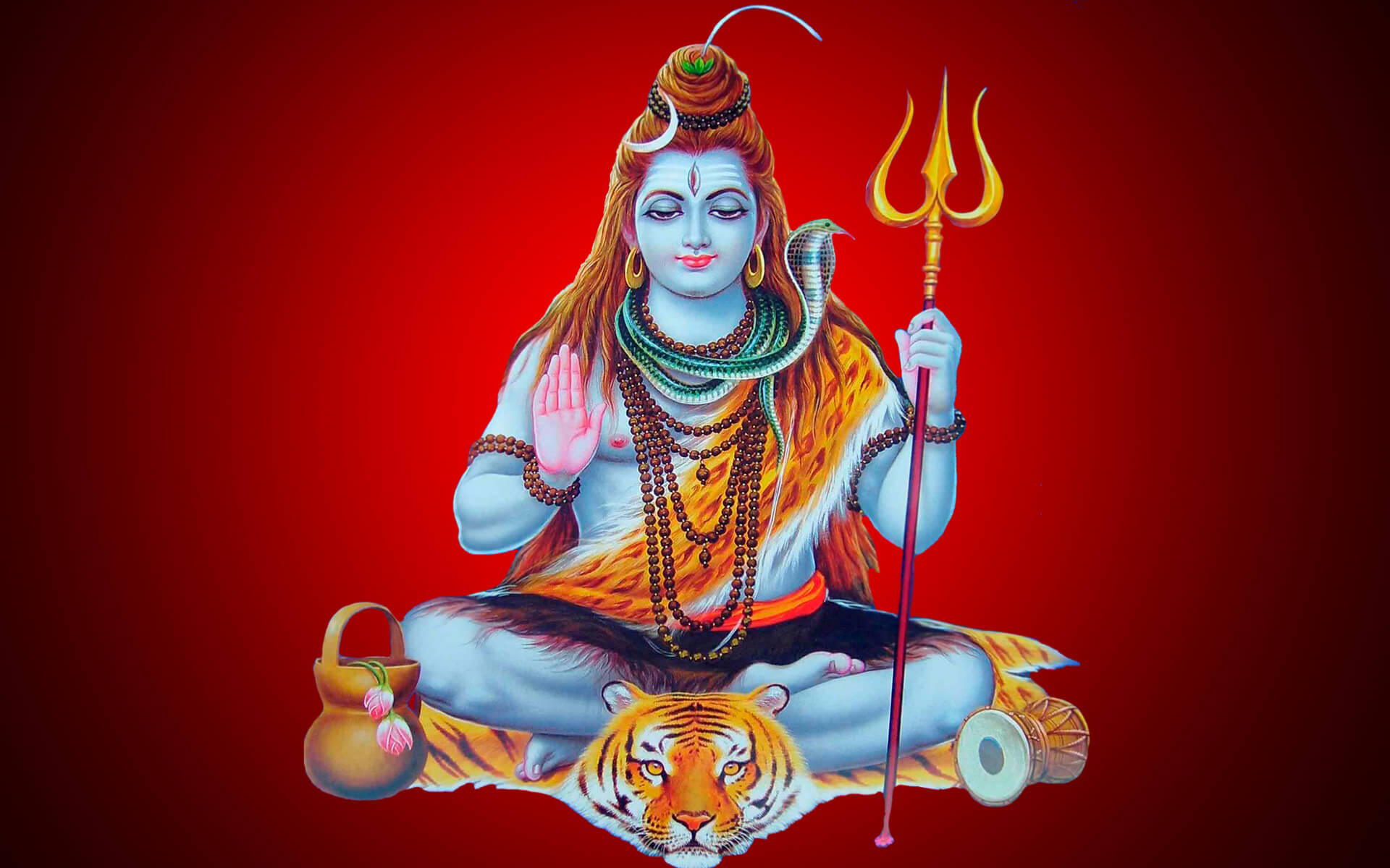 Lord Shiva Red Background - 1920x1200 Wallpaper 