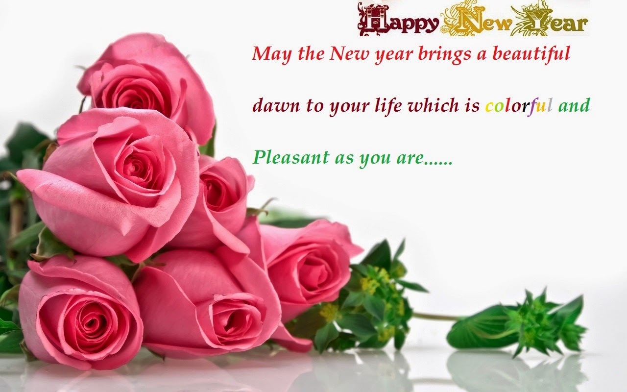 Download Happy New Year Greetings Wishes Rose Flowers Wallpaper - New