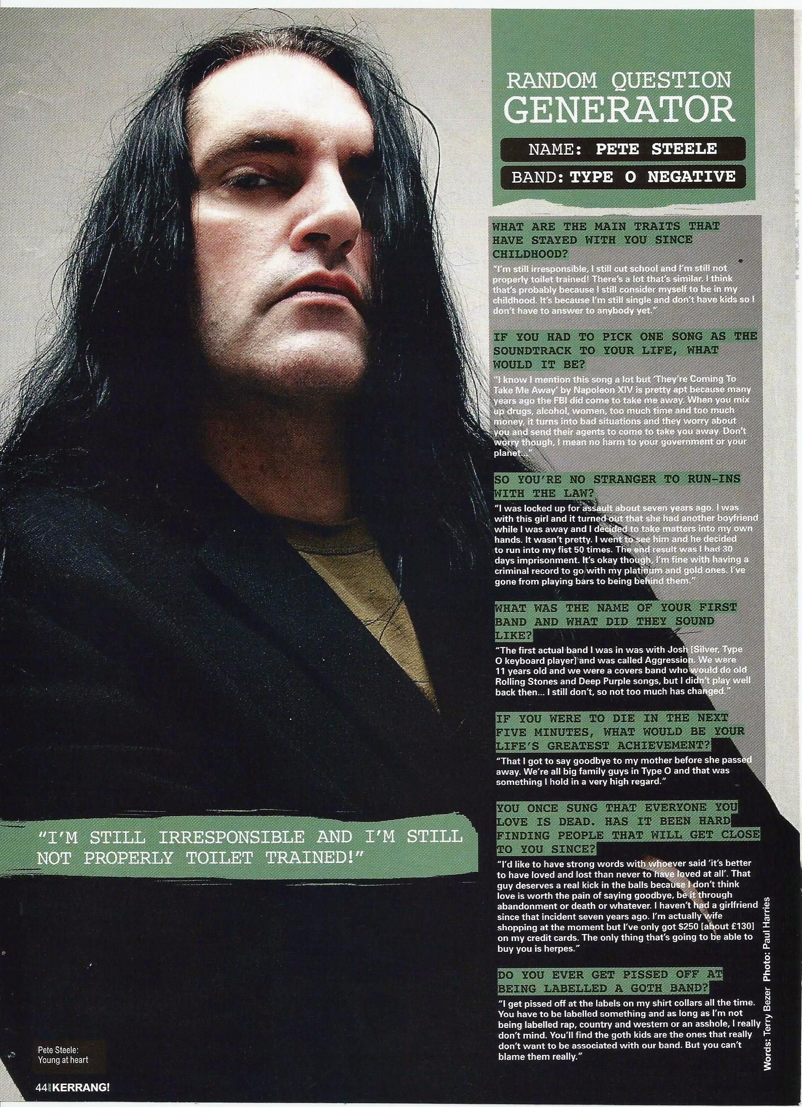 Download 1644x2268, Peter Steele, From Kerrang Magazine - Pete Steele ...