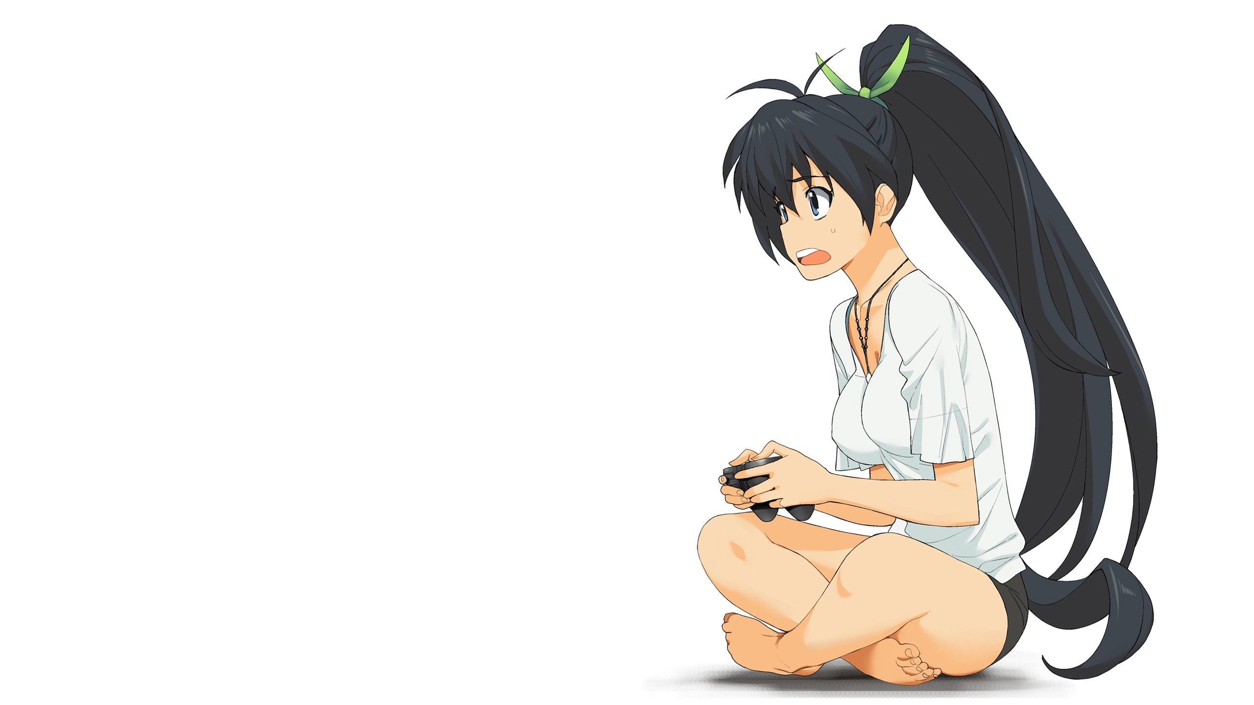 Wallpaper Anime, Girl, Brunette, Shirt, Game Console, - Anime Gamer Girl Wallpaper Hd - HD Wallpaper 