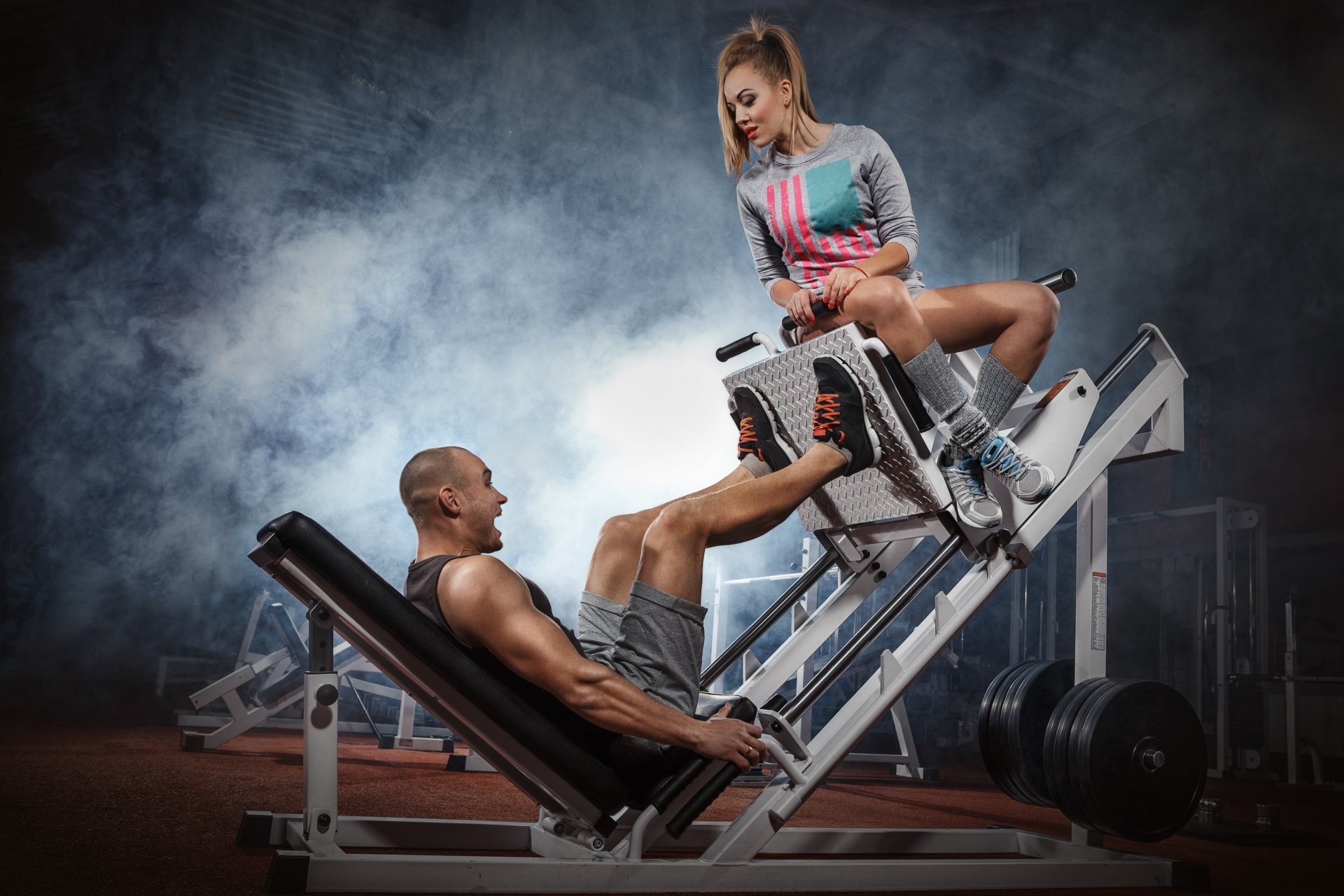 Fitness Workout Couple Legs Training Data-src - Unisex Gym Poster -  1920x1280 Wallpaper 