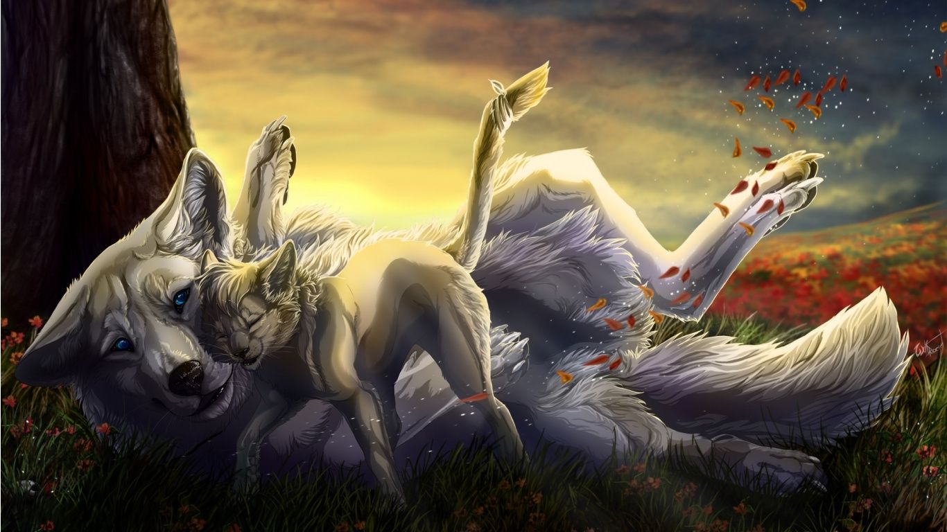 Fantasy Wolf Wallpaper - HD Wallpaper 