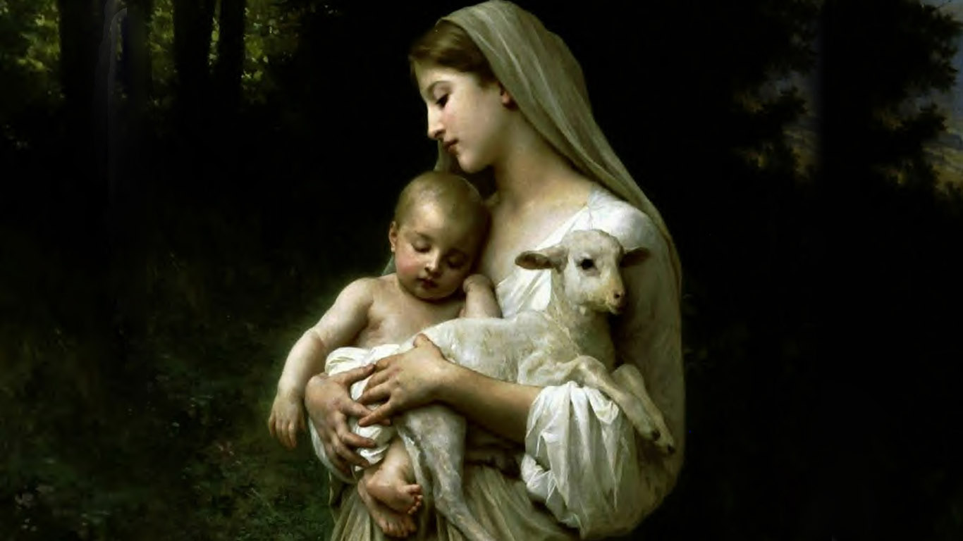 Mother Mary With Baby Jesus Hd Images Download - Baby Jesus Lamb Of God - HD Wallpaper 