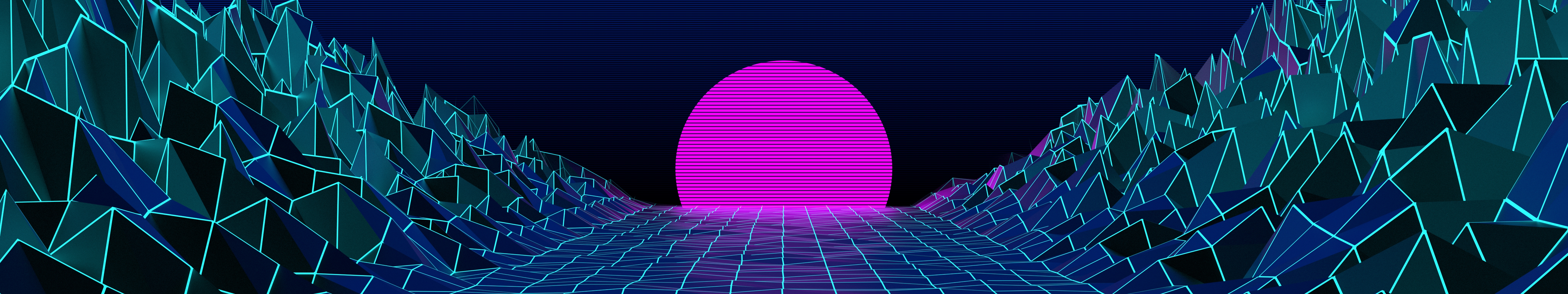 Pink And Blue Retrowave - HD Wallpaper 