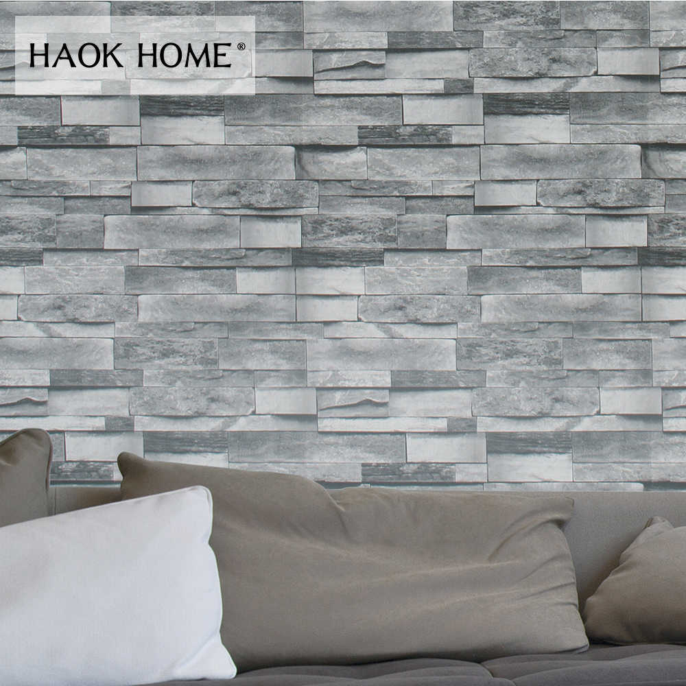 Haokhome 3d Faux Brick Wallpaper Pvc Rolls Black/grey/dk - Wall Paper Bricks Design - HD Wallpaper 