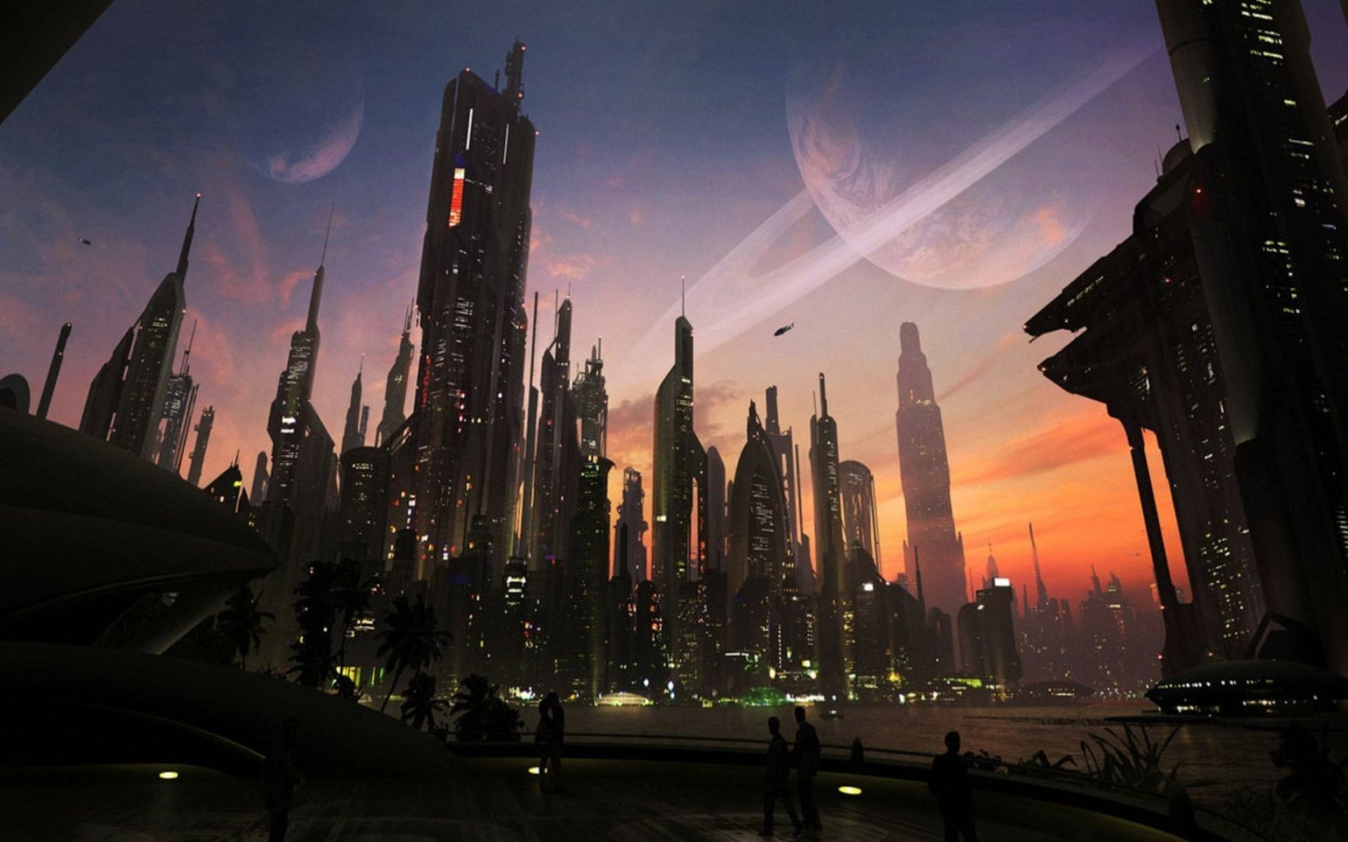 Planet City Sci Fi Art - HD Wallpaper 