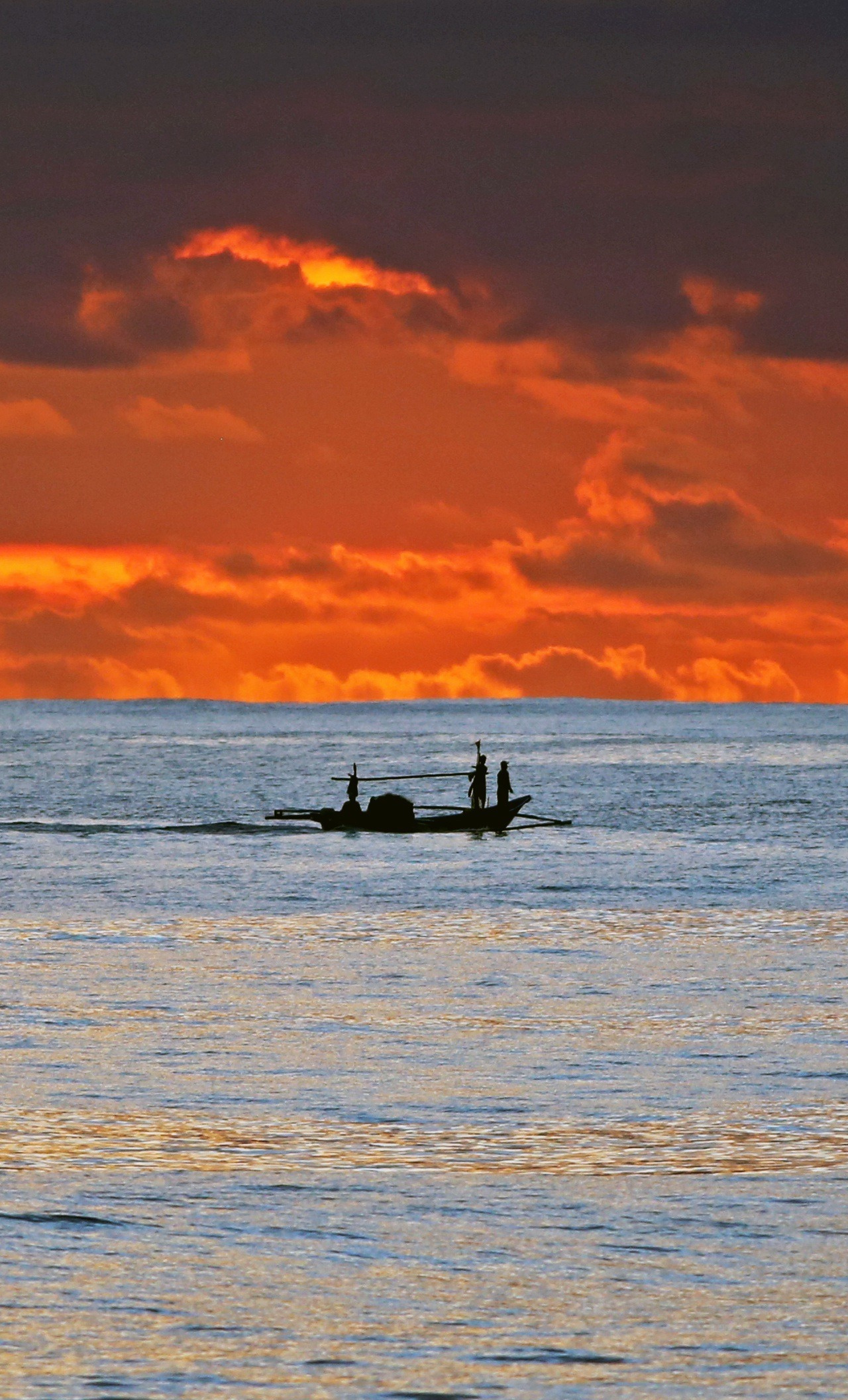 Sunset, Clouds, Fishing, Sea, Sky, Skyline, Wallpaper - Sea - HD Wallpaper 