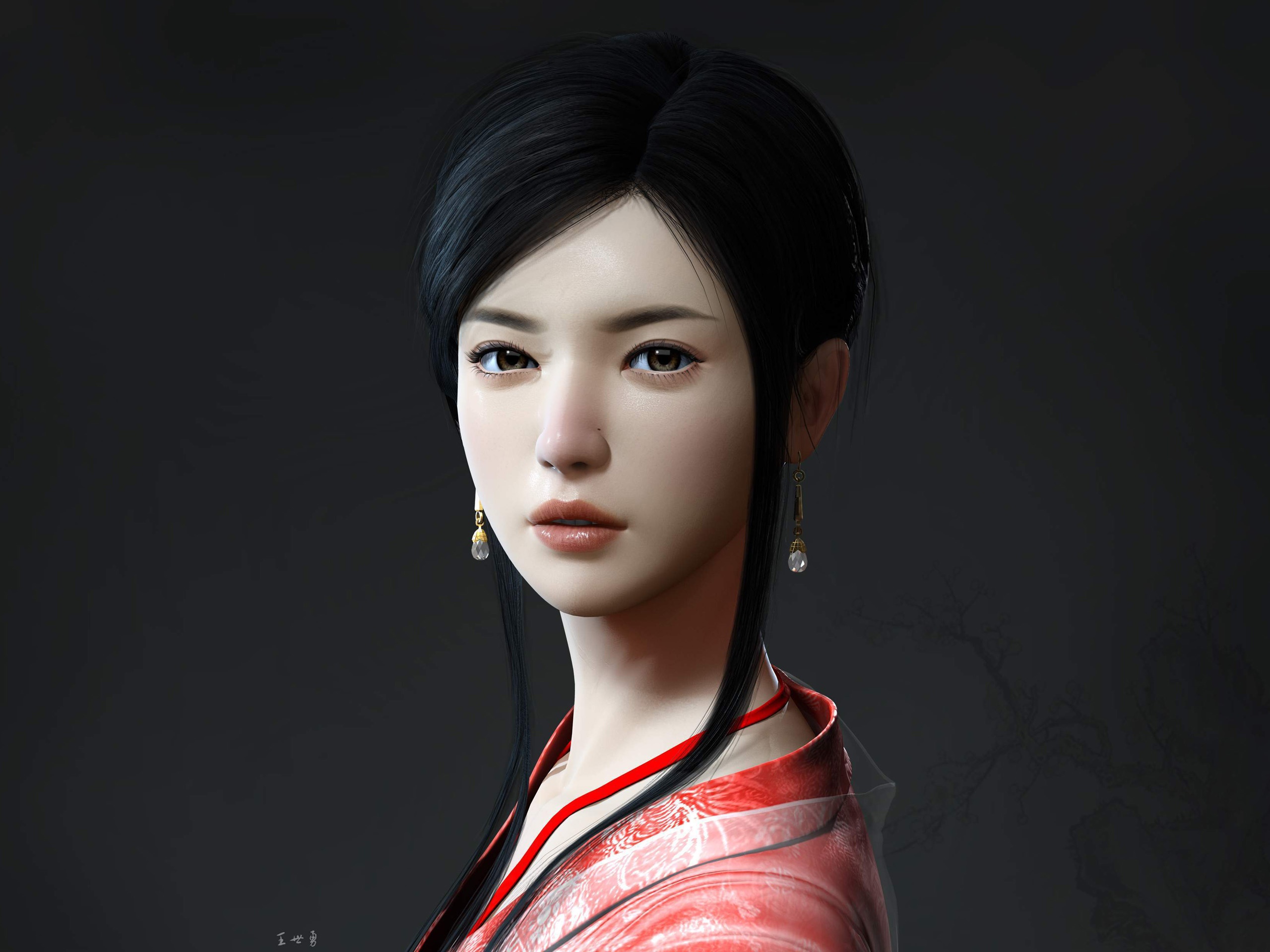 Wallpaper Beautiful Girl In Ancient China - Chinese Face 3d Model - HD Wallpaper 