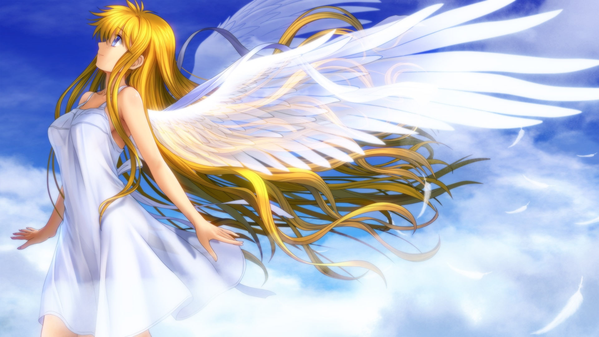 Beautiful Anime Angel Wings - HD Wallpaper 
