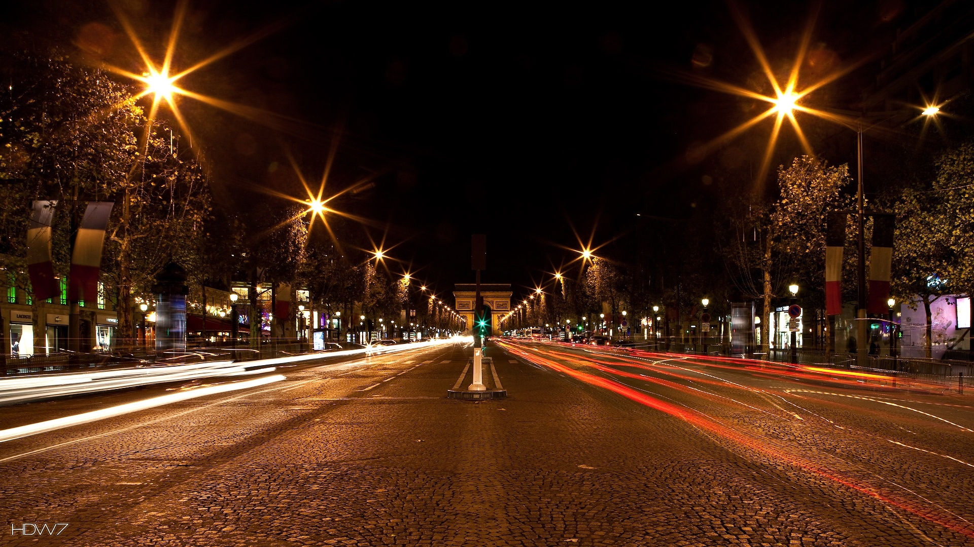 Abstract City Night Road In Paris Hd Street Gate Lights - City Street  Lights Background - 1920x1080 Wallpaper 