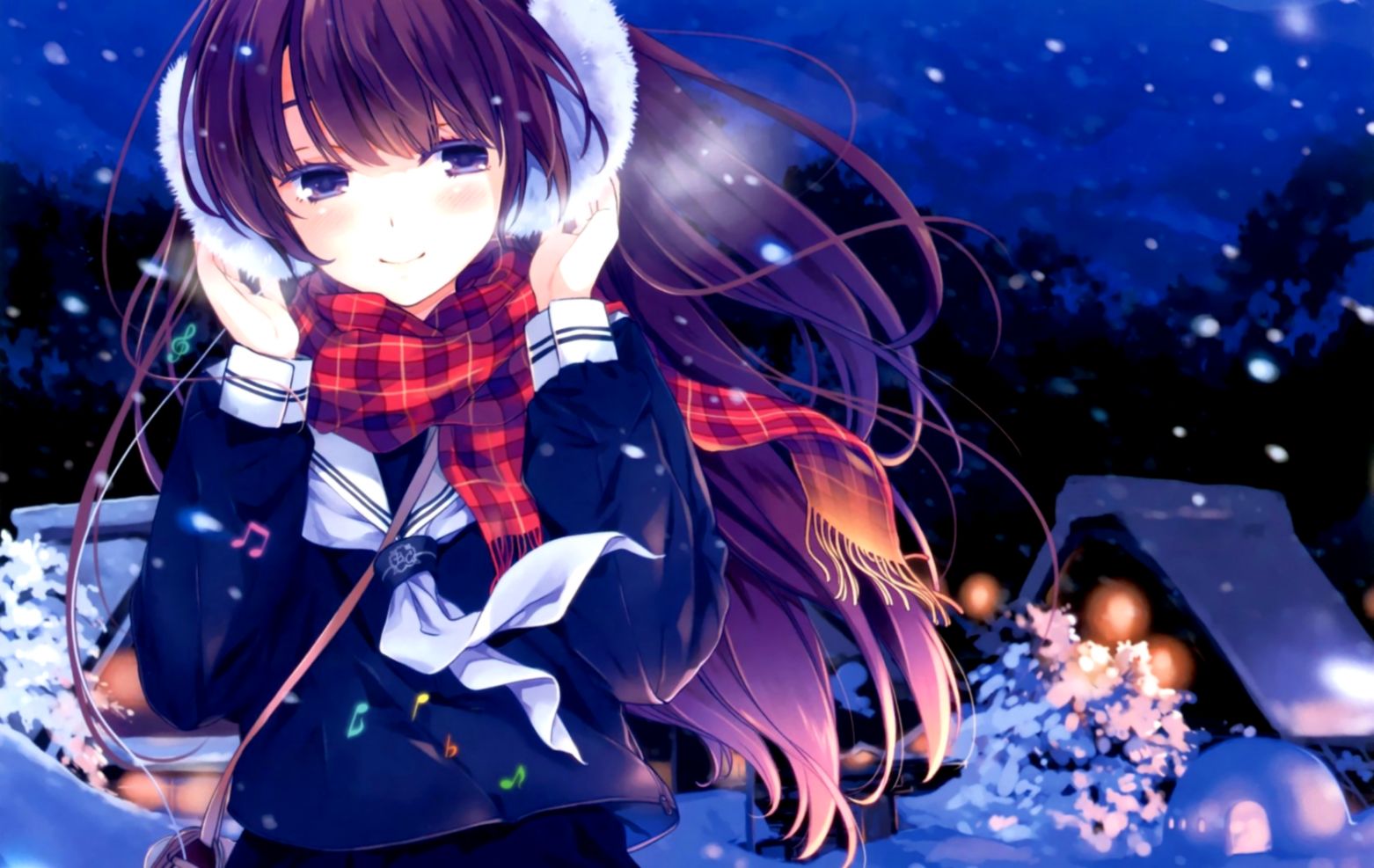 Winter Themed Anime Girl - 1562x987 Wallpaper - teahub.io