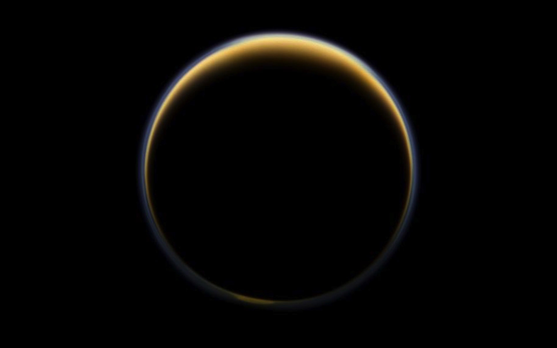 Cassini Night Side Of Titan View Wallpaper - Pluto Atmosphere - HD Wallpaper 