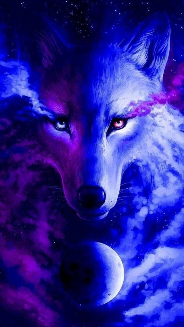 Blue And Purple Wolves - 640x1137 Wallpaper - teahub.io