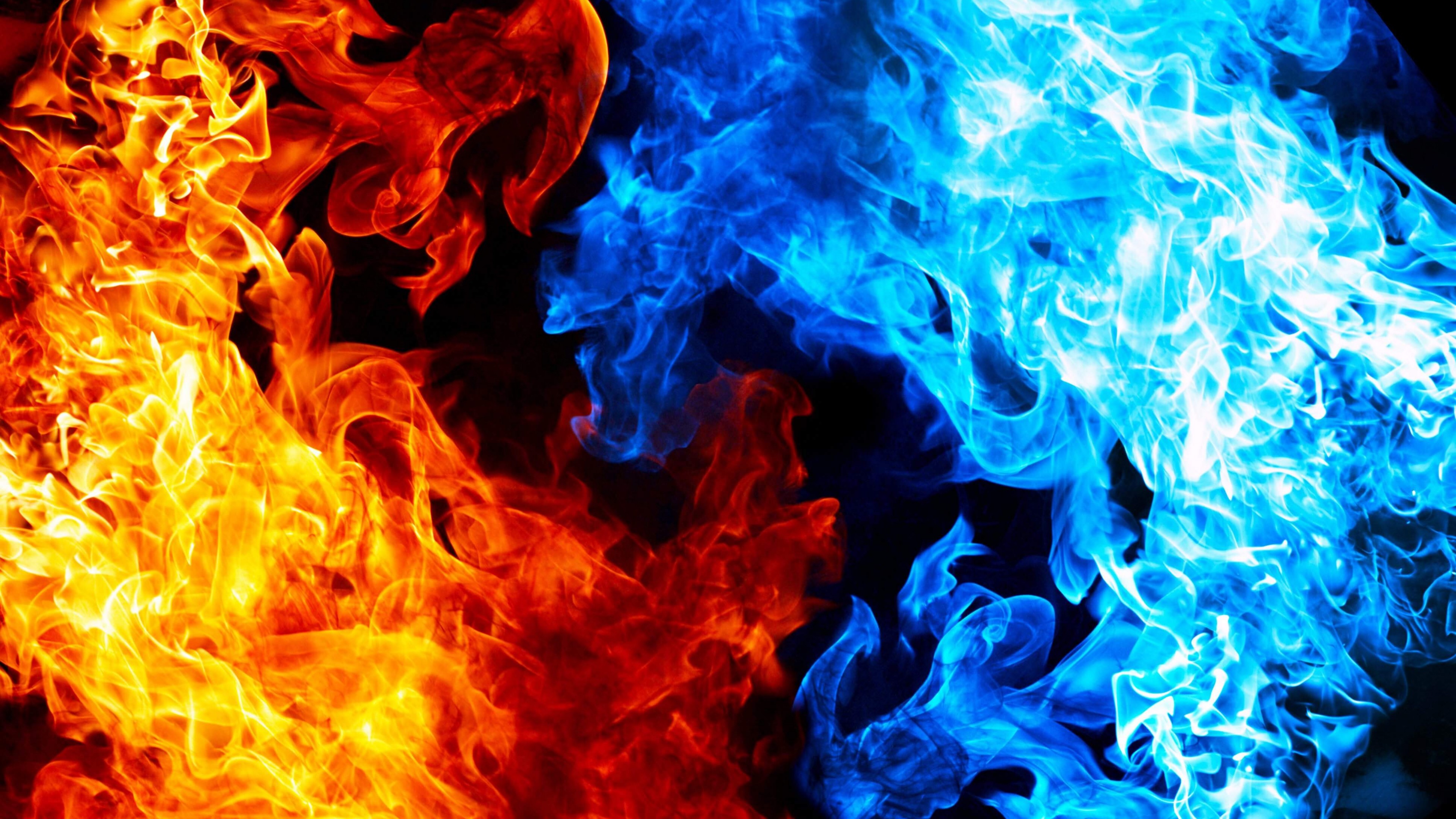 Blue And Red Fire Wallpaper - HD Wallpaper 