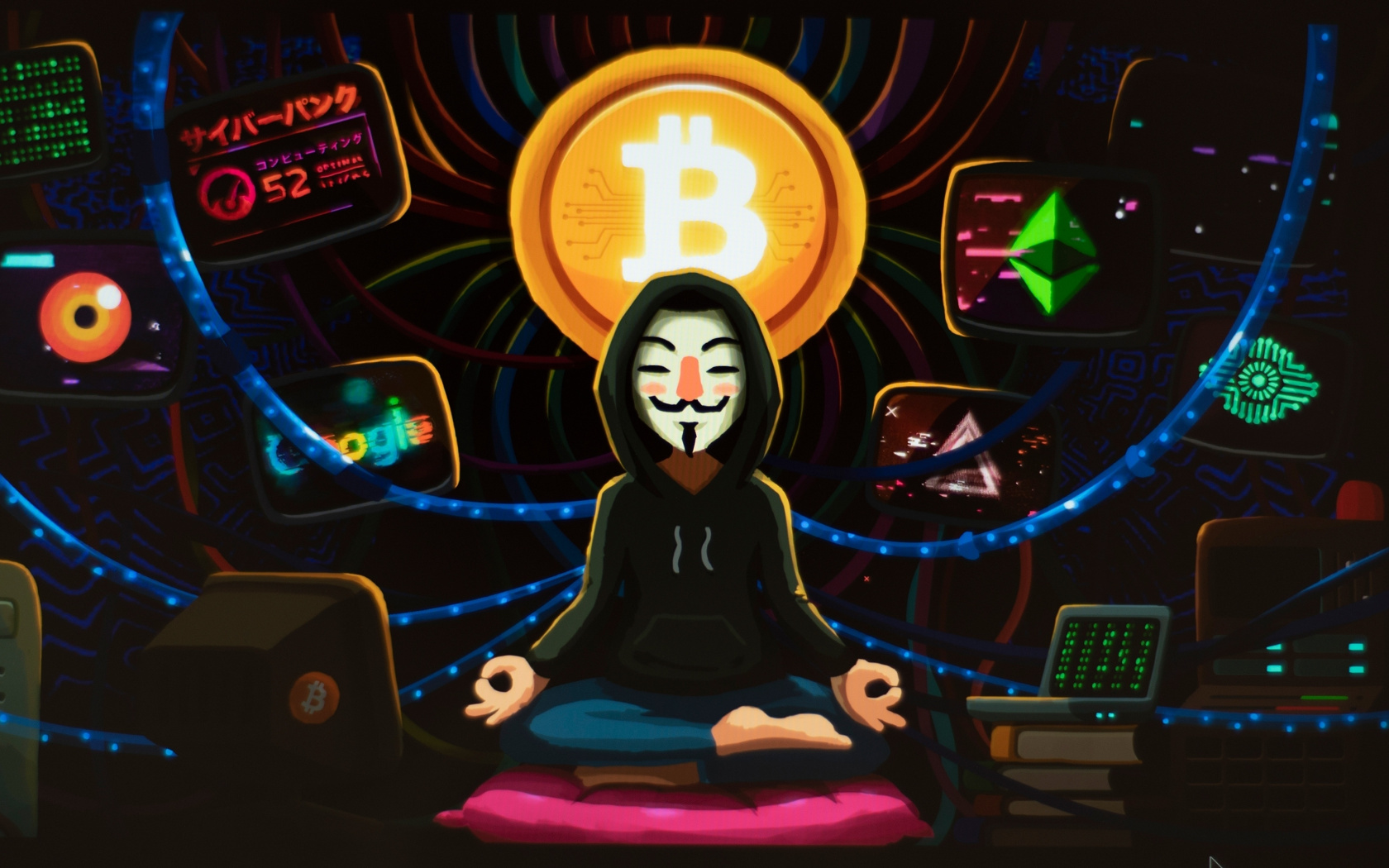 Meditation Art Anonymous Hacker Bitcoin Wallpaper Bitcoin Wallpaper 4k 1680x1050 Wallpaper Teahub Io