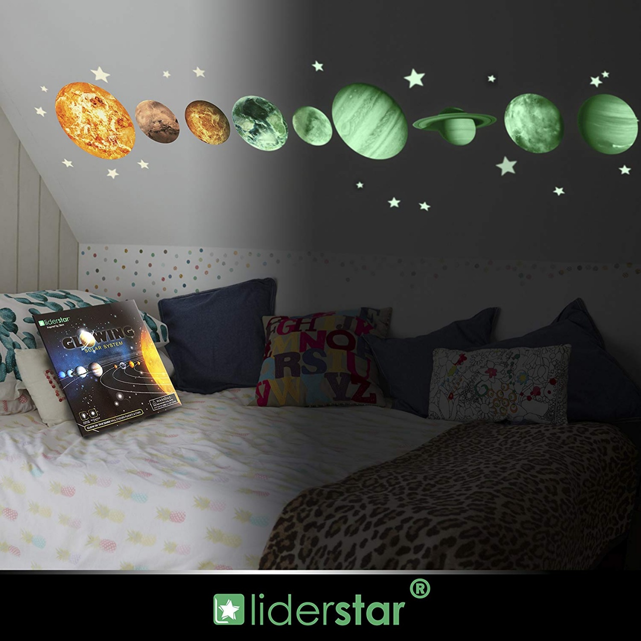 Glow In The Dark Bedroom Decor Leuchtende Sterne Und - Liderstar Glow ...