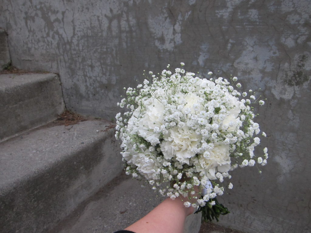 carnation and baby's breath bouquet