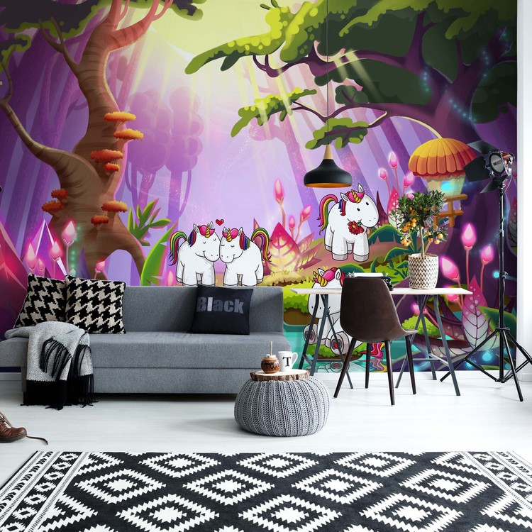 Unicorns In The Forest Wallpaper Mural - Štiepany Kamen Na Stenu ...