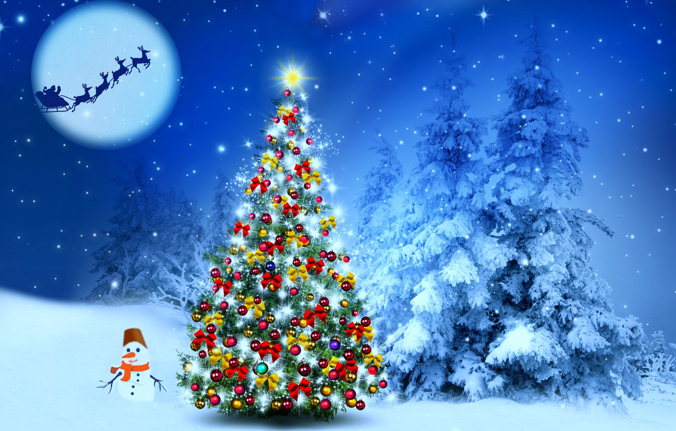 Photo Wallpaper Winter, Holiday, Photoshop, A Remake - Christmas Tree ...
