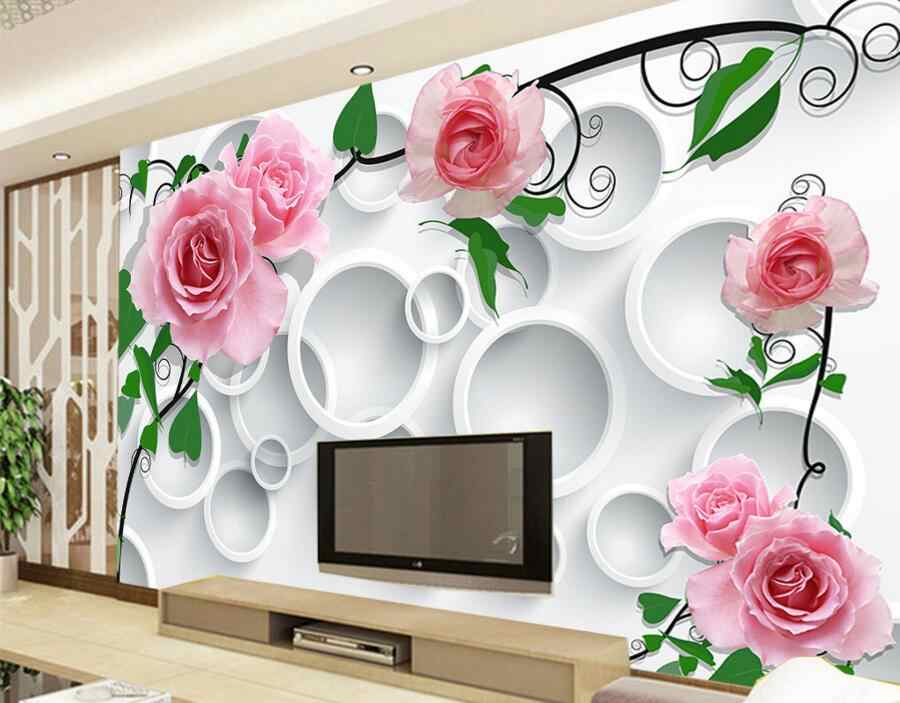 Custom Modern Wallpaper Design,circle Background Rose - Wallpaper ...