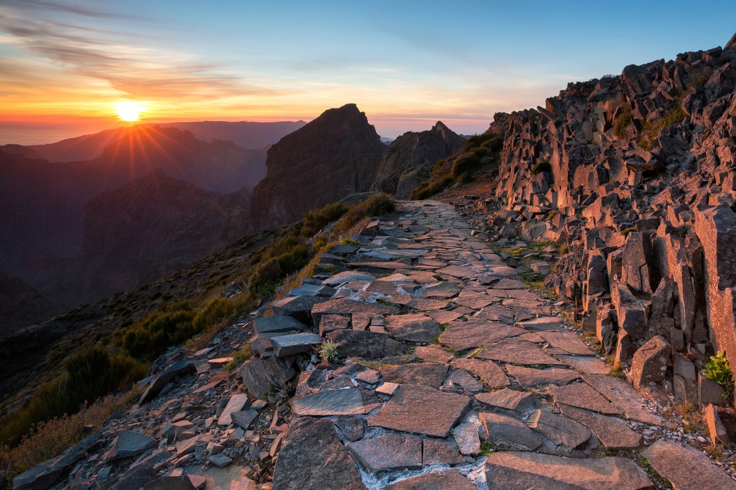 Stones, Path, Sunset, Sunlight, Rocks, Mountains, Evening - HD Wallpaper 