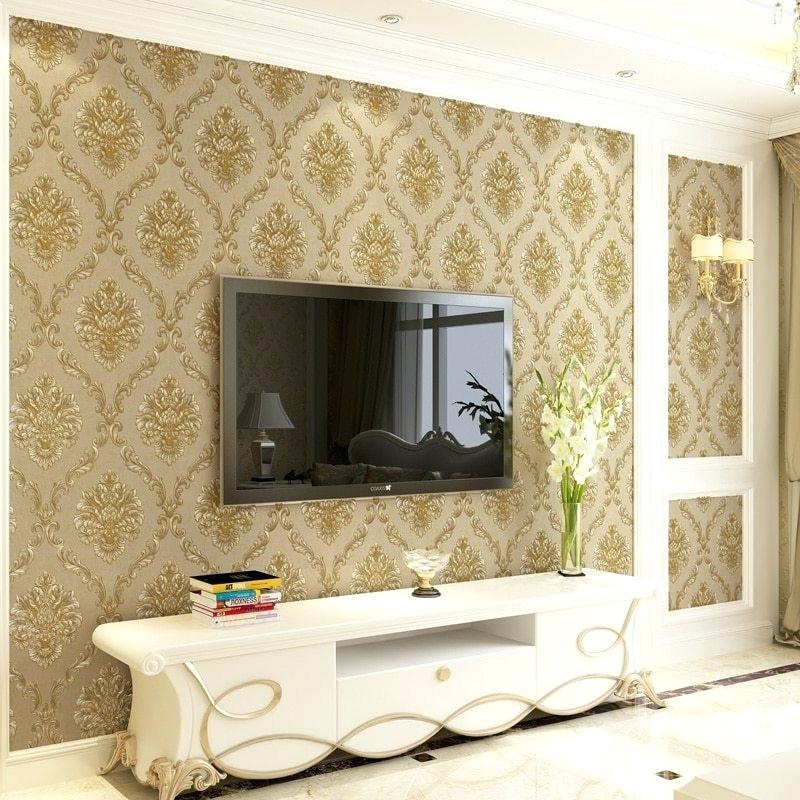 Luxury Living Room Wallpaper New Damask Background - Living Room ...