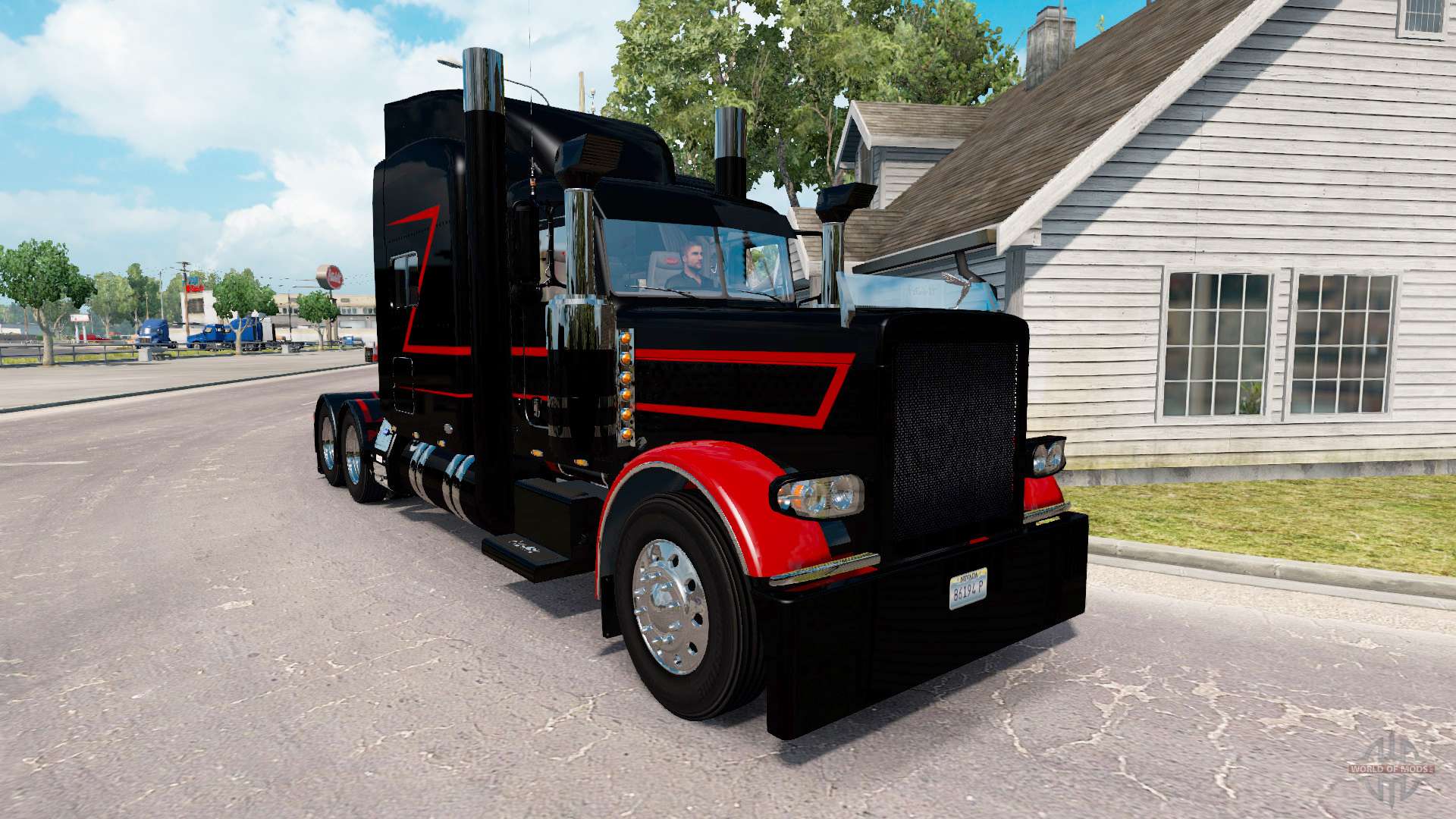 Skin Black & Red For The Truck Peterbilt 389 For American - Camión Rojo 