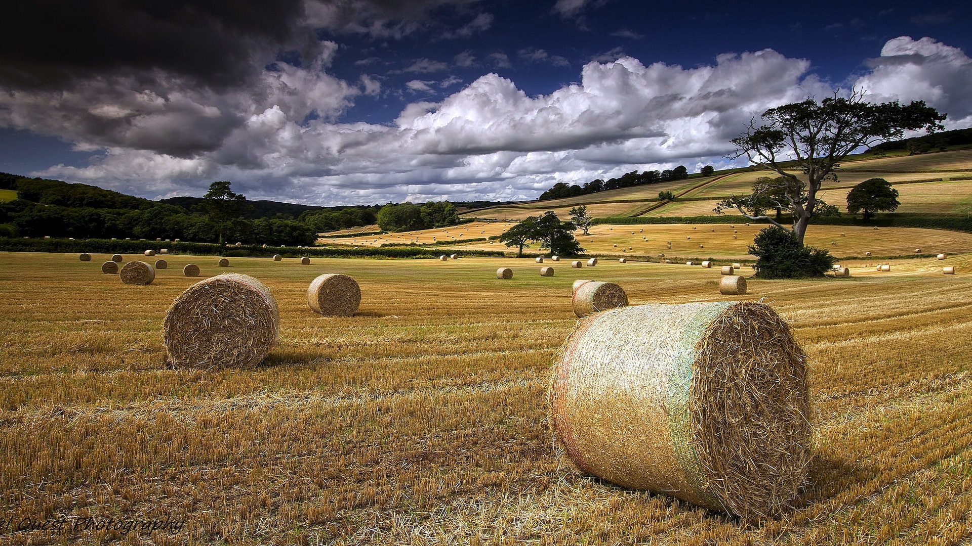 Wallpaper Summer, Farm Field, Hay, Clouds - Summer Farm - 1920x1080