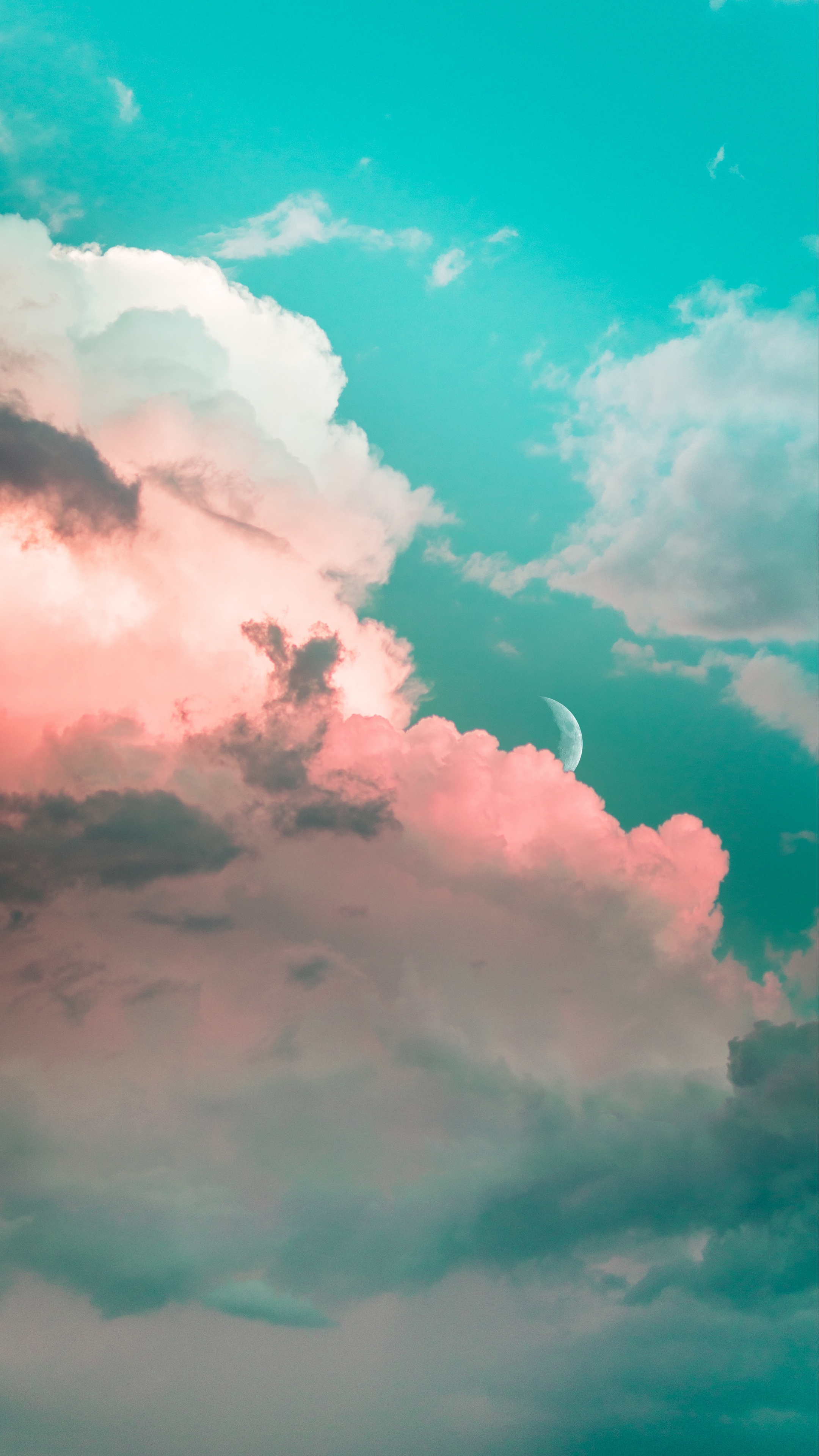 Wallpaper Clouds, Sky, Moon, Porous, Light - Pink Aesthetic Clouds  Background - 2160x3840 Wallpaper 