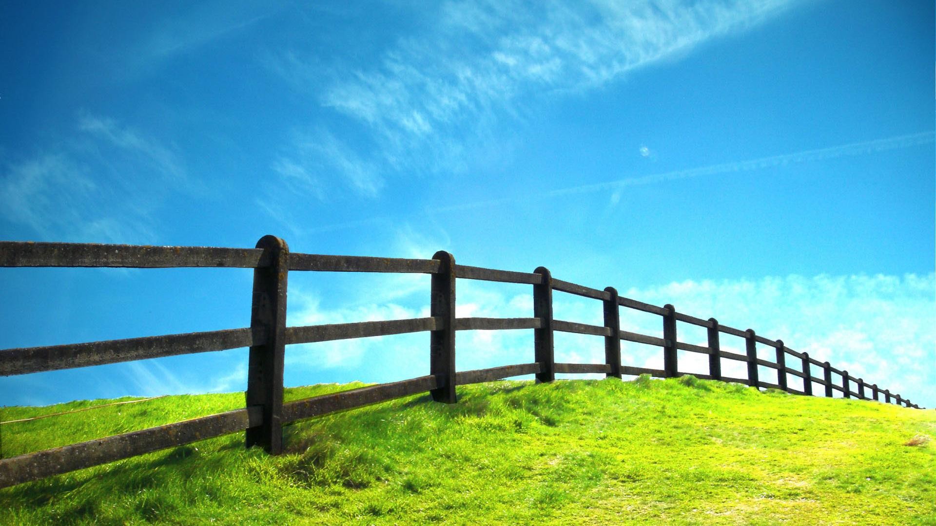 Hd Grassland And Fence Nature Scenery Background Widescreen - Scenery  Background Images Hd - 1920x1080 Wallpaper 