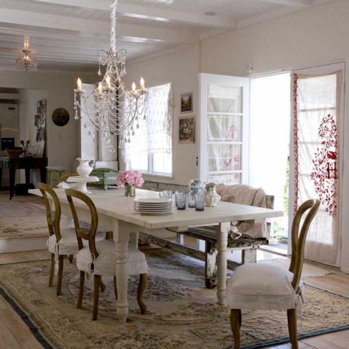 Shabby Chic Wallpaper Aristocratic Dining Room - Schöne Esszimmer Im Shabby Chic - HD Wallpaper 