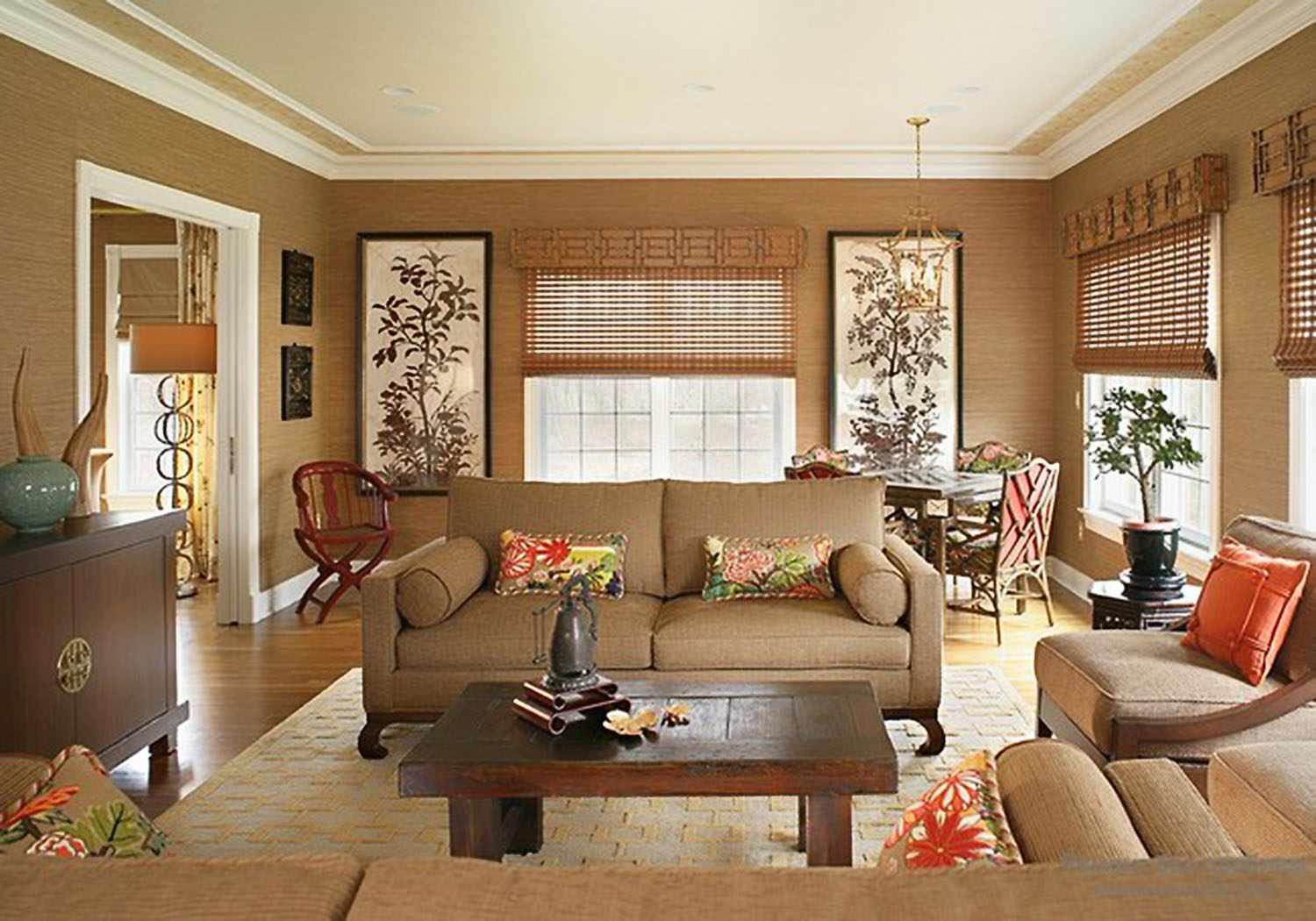 Living Room Design Tan - HD Wallpaper 