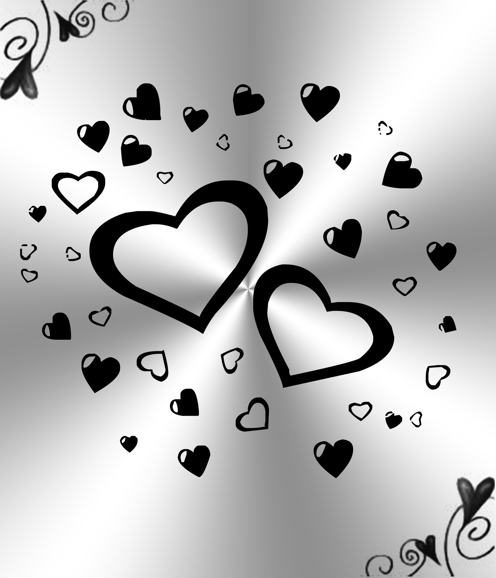 White And Black Hearts Background By Princessdawn755 - Love Black And White  - 1728x2016 Wallpaper 
