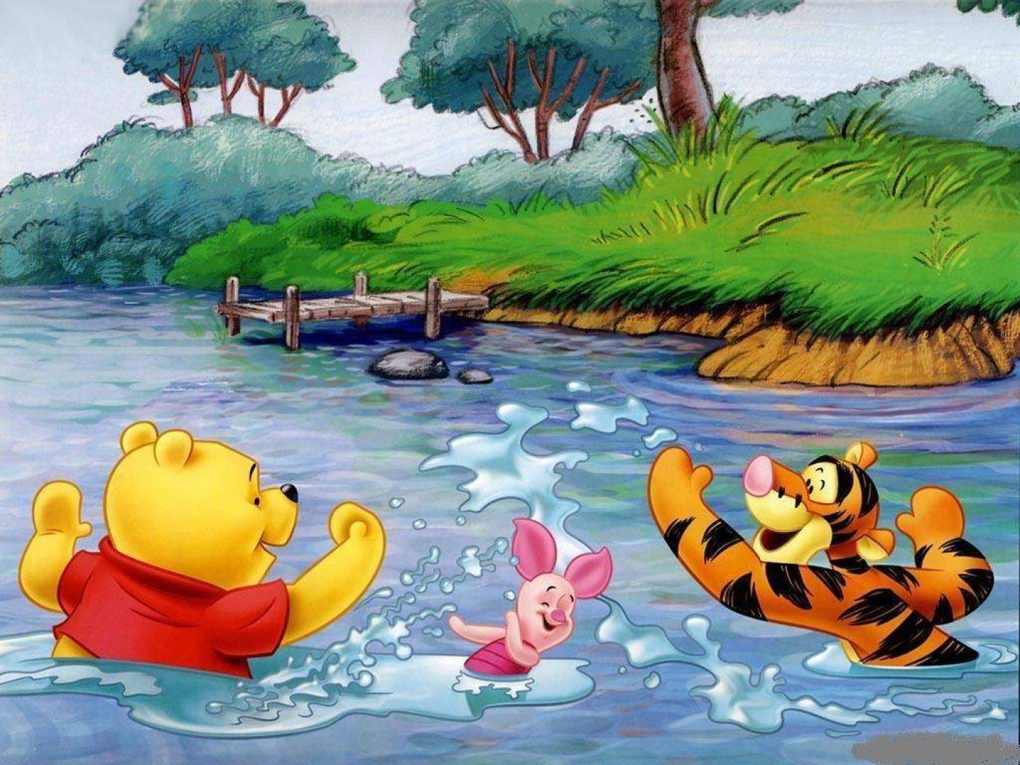 Winnie The Pooh Lake - HD Wallpaper 