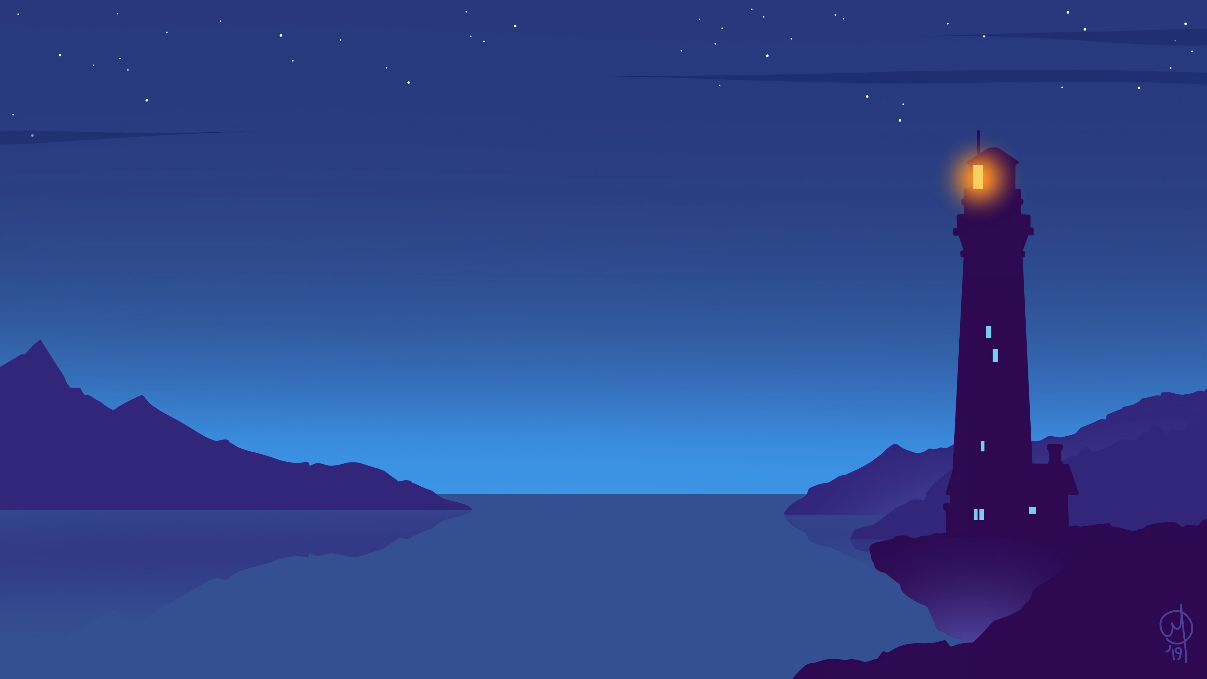 Wallpaper Lighthouse Night Vector Art Night Vector Background 3840x2160 Wallpaper Teahub Io