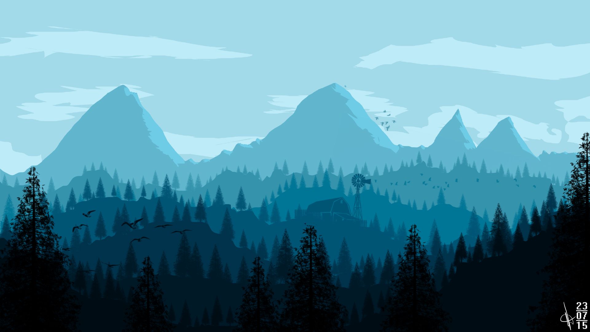 Blue Wallpaper Mountain - HD Wallpaper 