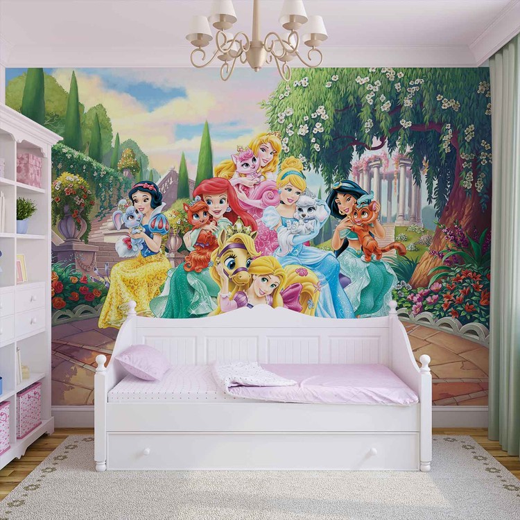 Disney Princesses Rapunzel Ariel Wallpaper Mural Disney Princess With Pets 750x750 Wallpaper Teahub Io