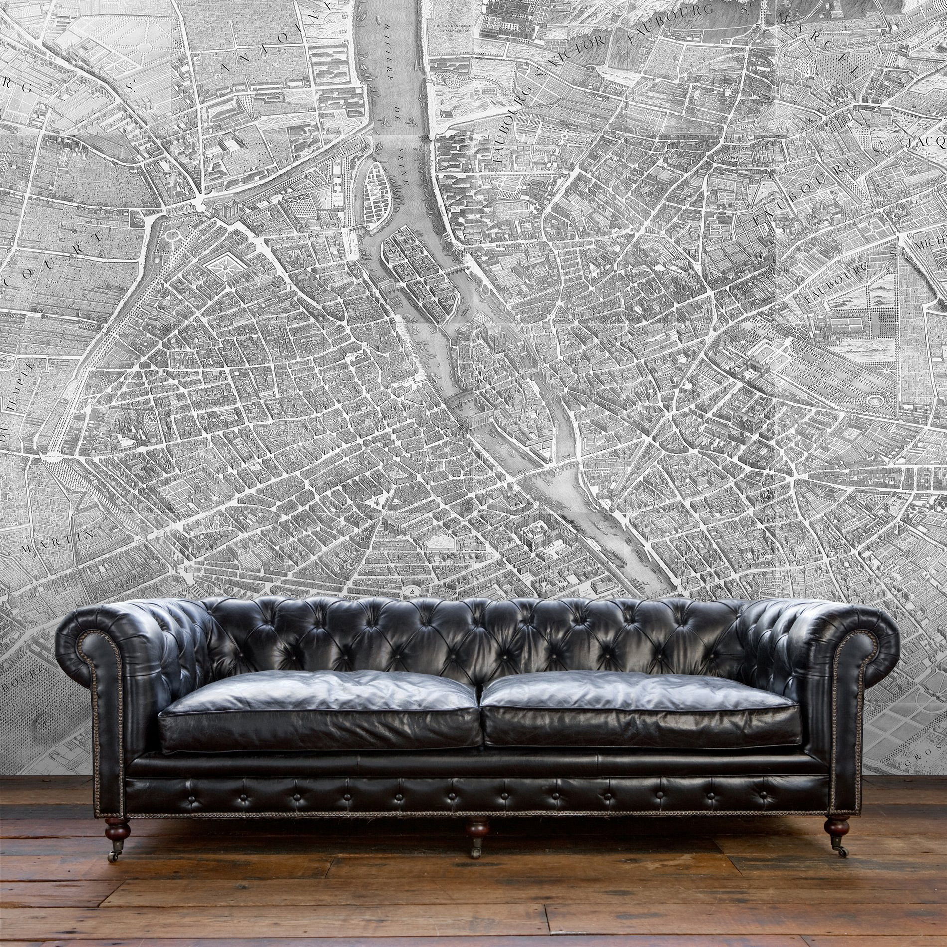 Distressed Black Leather Couch - HD Wallpaper 