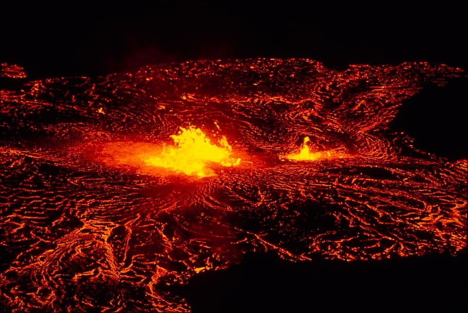 Black And Red Lava Volcano Eruption Night Heat ハワイ 火山 国立 公園 910x610 Wallpaper Teahub Io