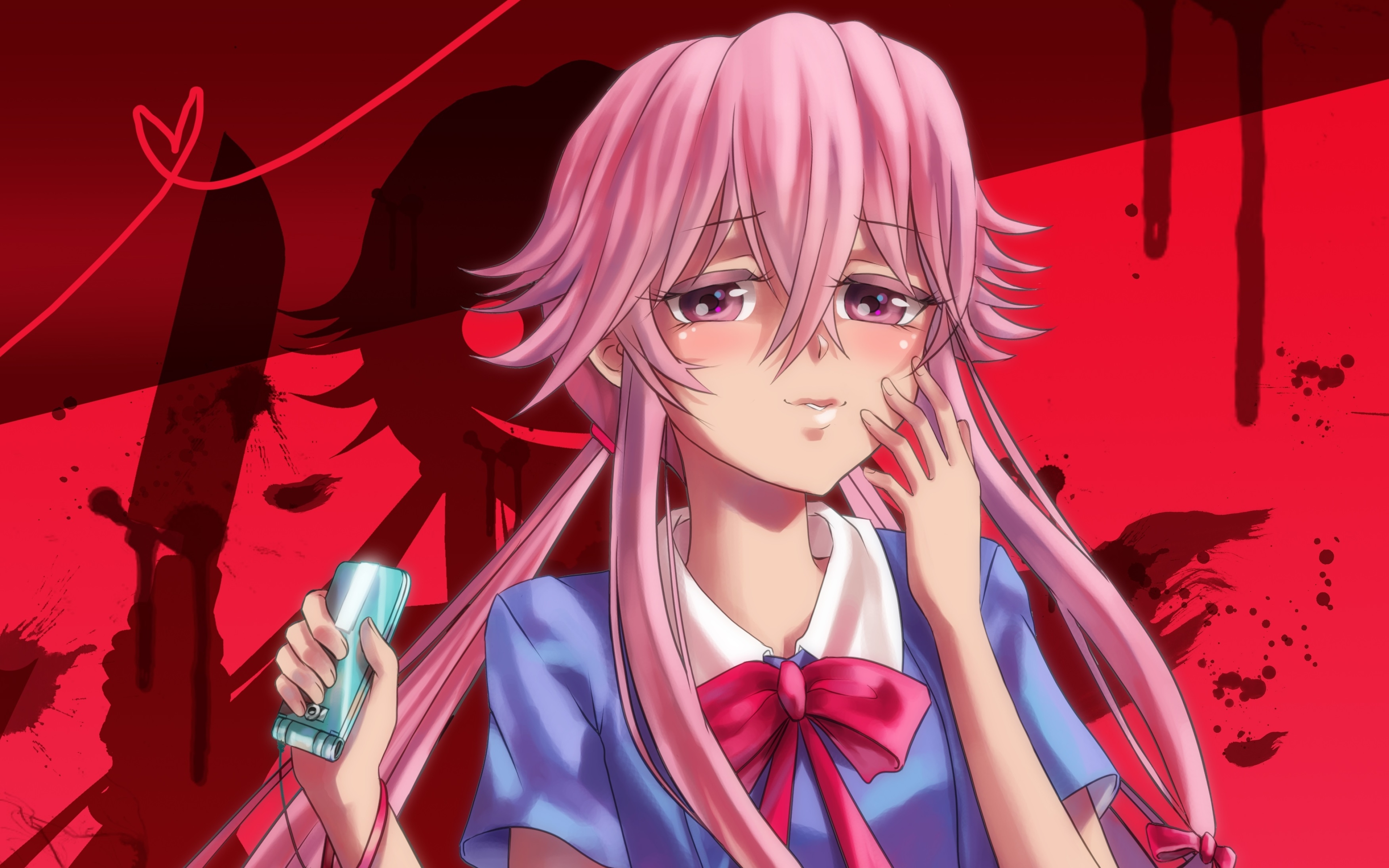 K Yuno Gasai Girl With Pink Eyes Future Diary Characters Yuno Gasai X Wallpaper