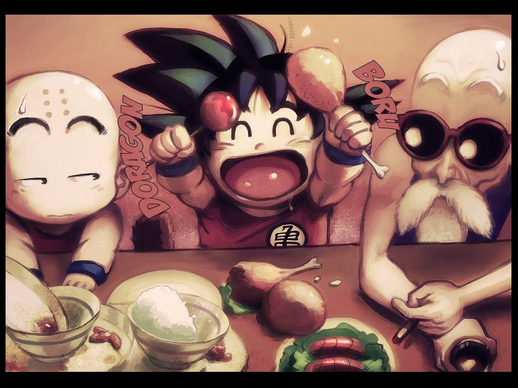 Son Goku Eating - HD Wallpaper 