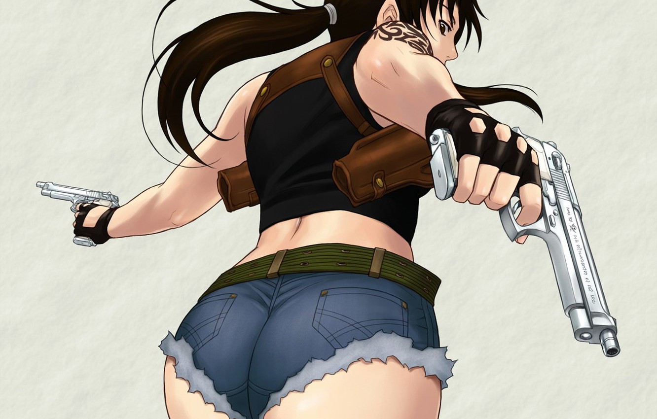 Photo Wallpaper Ass Gun Black Lagoon Revy Black Lagoon Revy Ass 1332x850 Wallpaper Teahub Io