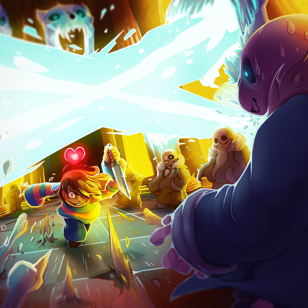 Sans And Frisk Fight 1080x1080 Wallpaper Teahub Io