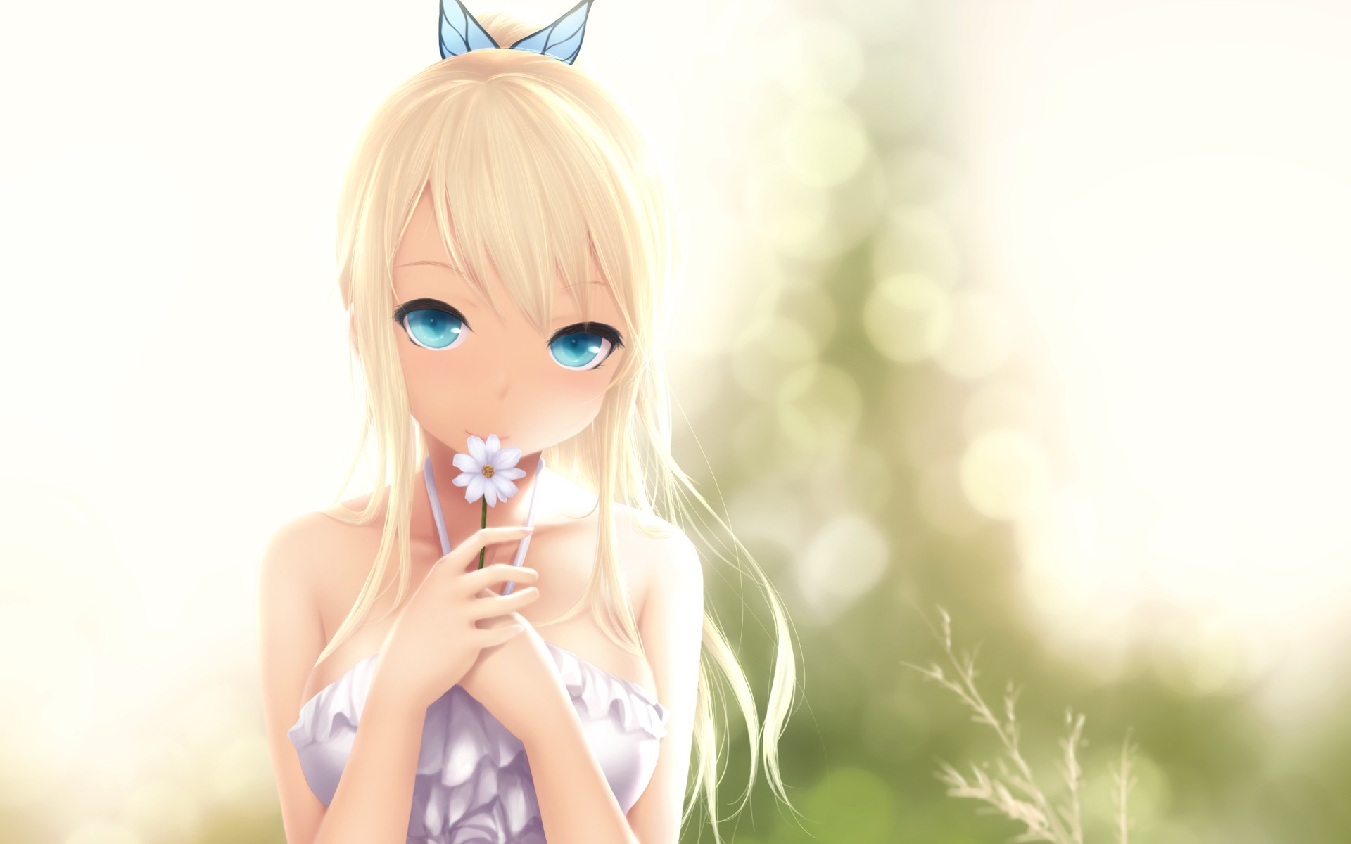 Anime Girls With Blond Hair And Blue Eyes 19x10 Wallpaper Teahub Io