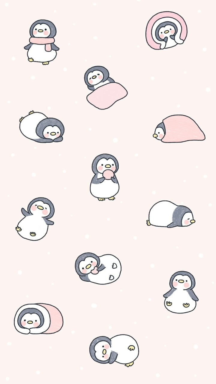 Cute, Background, And Penguin Image - Cute Animals Wallpaper Cartoon
