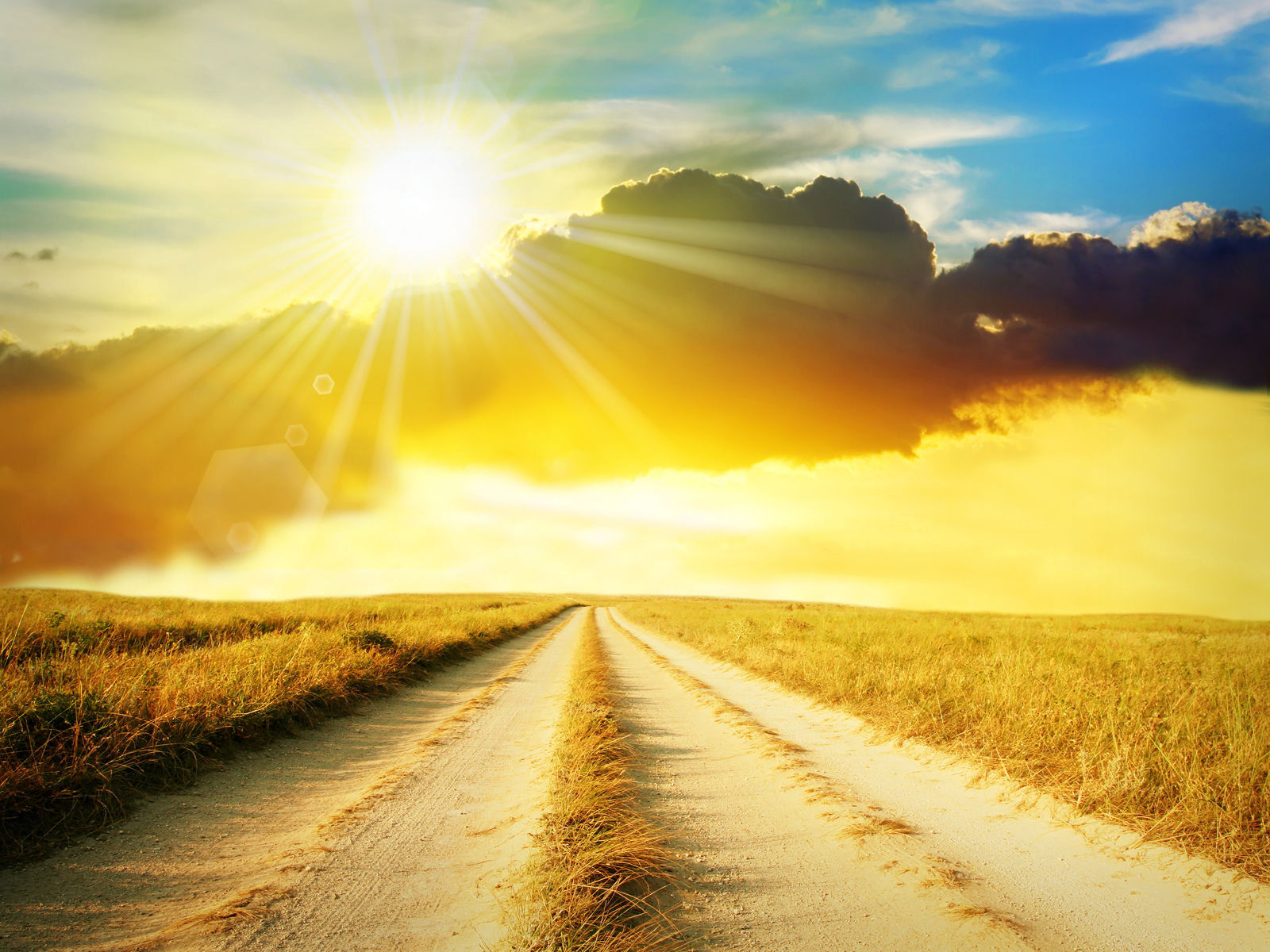 Dusty Spring Road Wall Inkbluesky - Sun Rise Background Png - 1600x1200  Wallpaper 