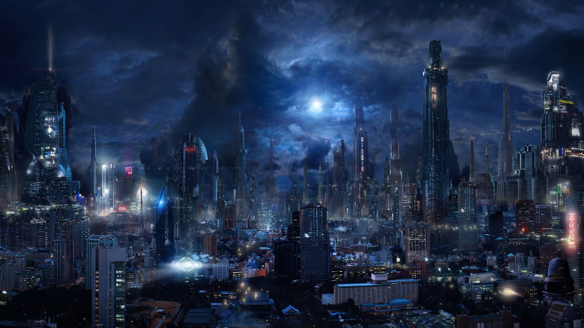Sci Fi Night City Wallpaper - Sci Fi City Phone - HD Wallpaper 